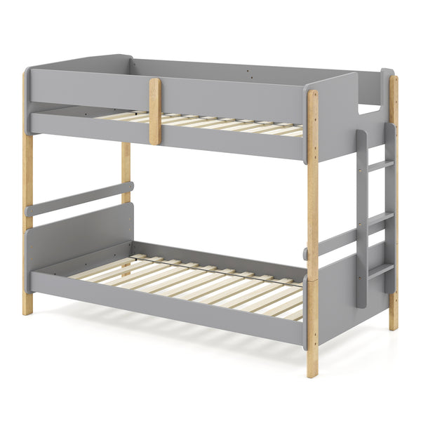 Twin Over Twin Bunk Bed with Ladder Convertible to 2 Twin Beds Toddler Wood Bunk Bed