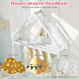 Twin Size House Floor Bed with House-shaped Headboard