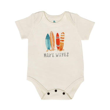 Graphic bodysuit "Make Waves" - Short Sleeve Onesie for stylish baby outfits.