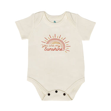Graphic bodysuit "You Are My Sunshine" for babies, short sleeve design, perfect for playful outfits.