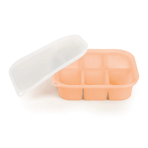 Haakaa Silicone Easy-Freeze Tray for baby food, angled view showcasing flexible design and easy-release features.