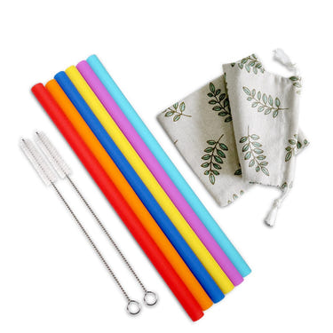 Haakaa Straight Silicone Straws with Cleaning Brushes, 6 pack for easy baby feeding and eco-friendly use.