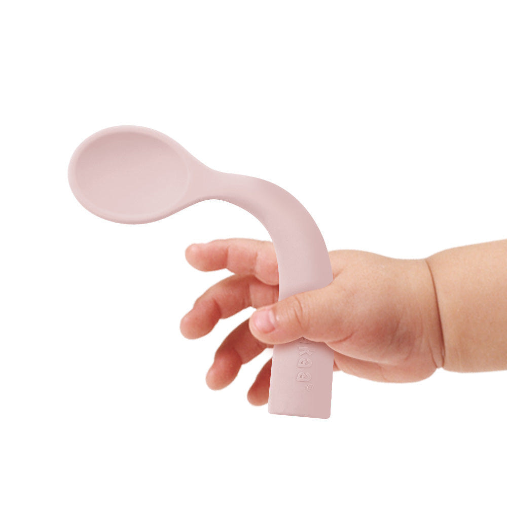 Haakaa Bendy Silicone Cutlery Set for babies - safe, flexible feeding utensils for little hands.