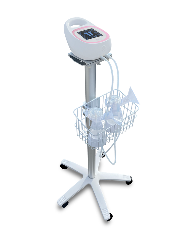Rolling trolley stand for Unimom Opera breast pump, perfect for easy mobility and convenient pumping sessions.