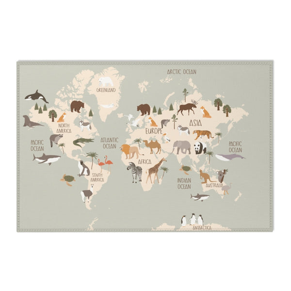 Baby Animals ABC Rug / World map Area Rug