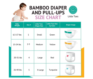Little Toes Disposable Natural Bamboo Diapers and Pull-Ups | Go Green | 36 Pack