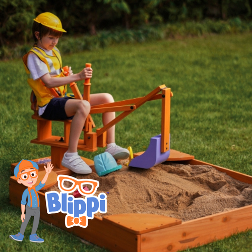 Blippi Excavator Ride-On Toy for kids - interactive outdoor construction fun and play.