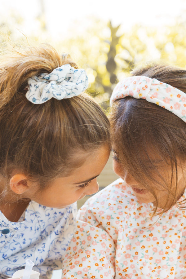 Classic Knot Headband in Sunset Meadow | Organic Cotton | Angle 2 | Perfect for babies' hats, socks & mittens collection.