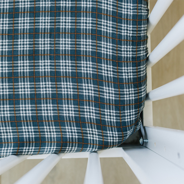 Navy Plaid Muslin Crib Sheet - MOOGCO Baby
