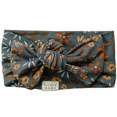Navy Floral Bamboo Head Wrap - MOOGCO Baby