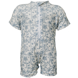 Palm Tree Zipper Swimsuit for babies, perfect for fun beach days and summer adventures.