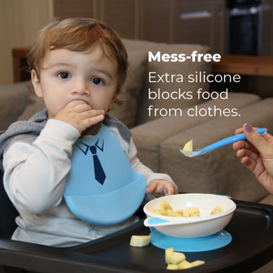 Primo Passi Silicone Baby Bib, Blue Tie