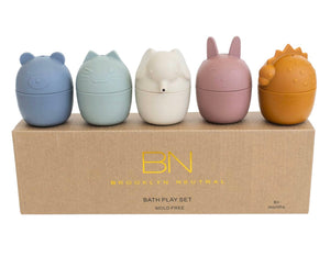 Colorful animal bath toy set for babies, perfect for fun and safe bath time play.