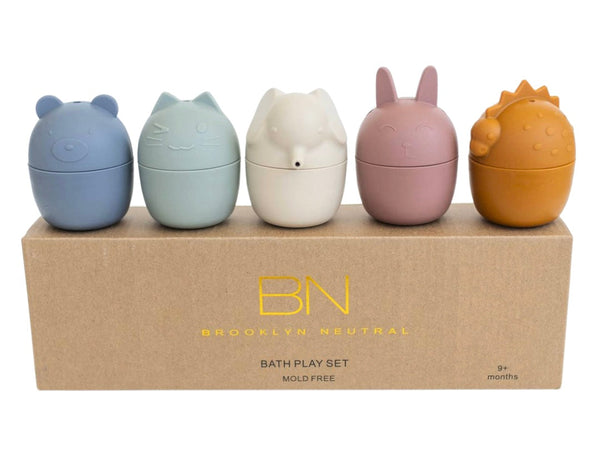 Colorful animal bath toy set for babies, perfect for fun and safe bath time play.