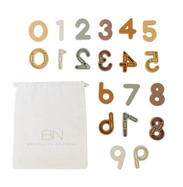 Colorful silicone magnetic numbers playset for early learning and sensory play, featuring 20 pieces.