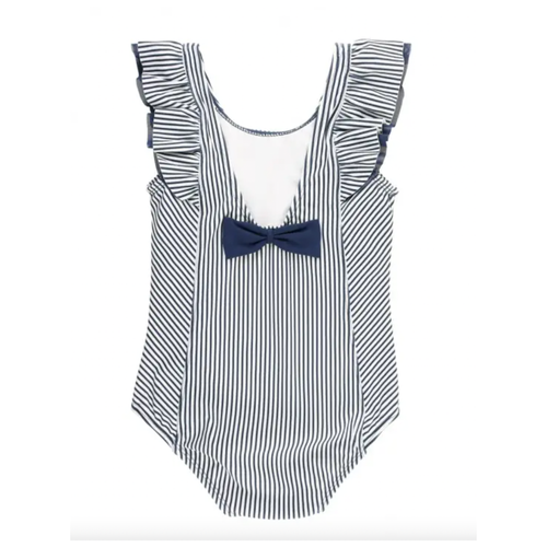 Navy Stripe Waterfall One Piece