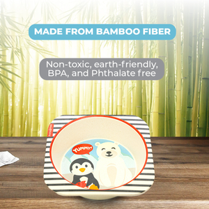 Primo Passi Bamboo Fiber Kids Square Bowl Winter Friends 5.5x5.5x1.5