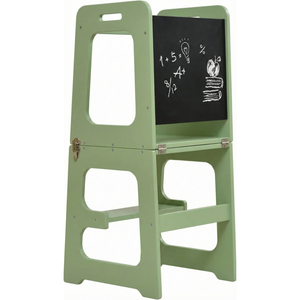 4-in-1 Kitchen Tower & Desk for babies, shown at a 35-degree angle, perfect for indoor play and learning.