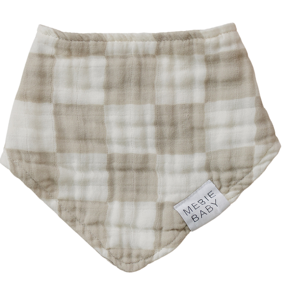 Taupe Checkered Muslin Bib