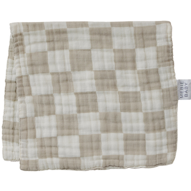 Taupe Checkered Muslin Burp Cloth - MOOGCO Baby
