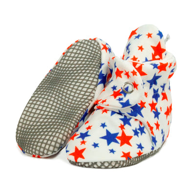 Organic Cotton Baby Booties, Non-Slip Sole, Cotton Newborn Booties Home Nursery Shoes, U.S. Flag
