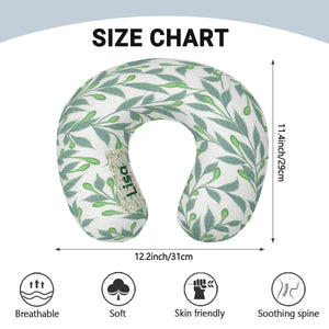 Personalized Botanical Leaf Travel Neck Pillow | Custom Name Gift