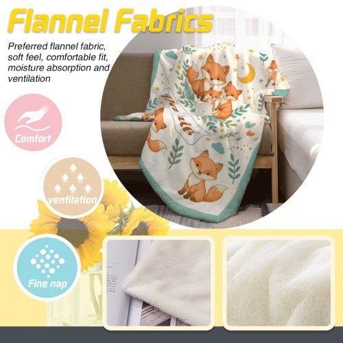Custom Name Fox Blanket – Personalized Woodland Gift for Babies & Kids