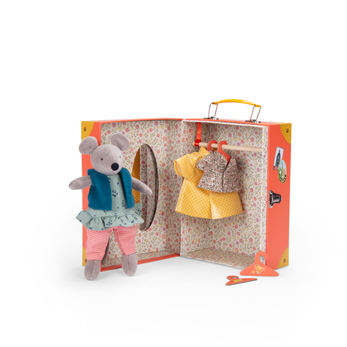 Nini Little Wardrobe Suitcase - The Big Family, colorful toy suitcase for imaginative play and organization.