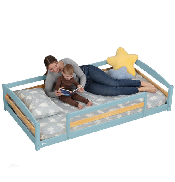 Twin Montessori-Inspired Floor Bed with Guardrails