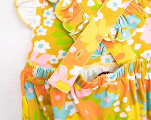 Sixties Summer Floral Pinafore Romper for Baby and Toddler Girl