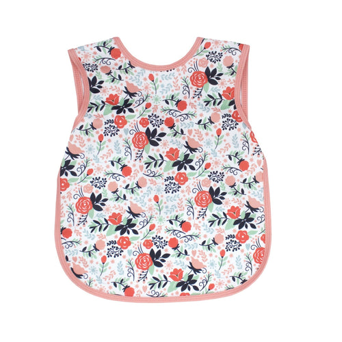 Vintage Rose Bapron for babies, angle view showcasing its charming floral design and practical, stylish features.