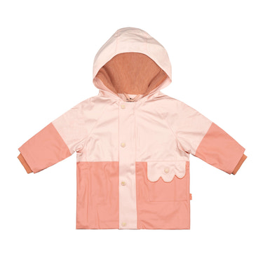 Colorblock Baby Raincoat - Soft Pink/terracoral