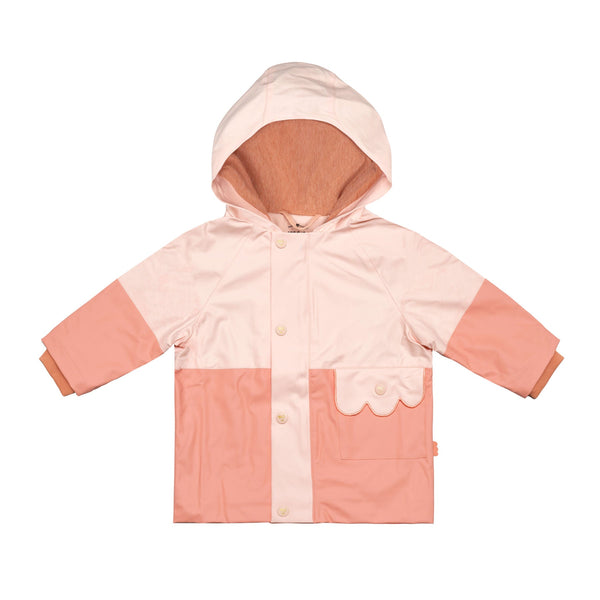 Colorblock Baby Raincoat - Soft Pink/terracoral