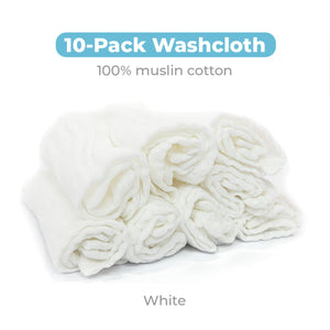 Muslin Baby Washcloths – 10 Pack, White | Primo Passi