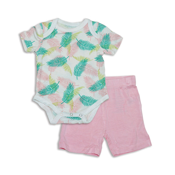 Bamboo Onesie & Short Set (Tropical Palm Print)