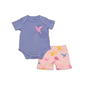 Bamboo Short Sleeve Onesie & Short Set (Easter Egg/Origami Prt)