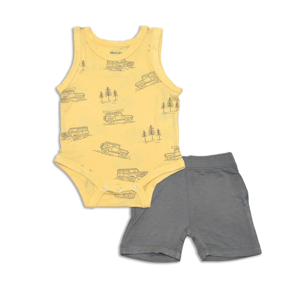 Bamboo Tank Bodysuit & Short Set (Off Road Prt/Stormy)