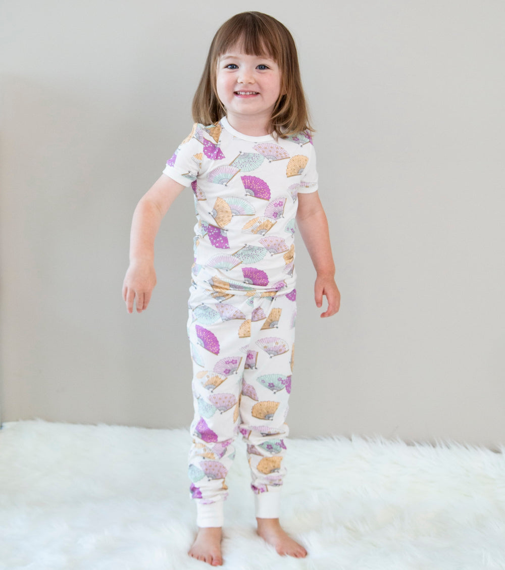 Bamboo Short Sleeve Pajama Set (Fancy Fan Print)