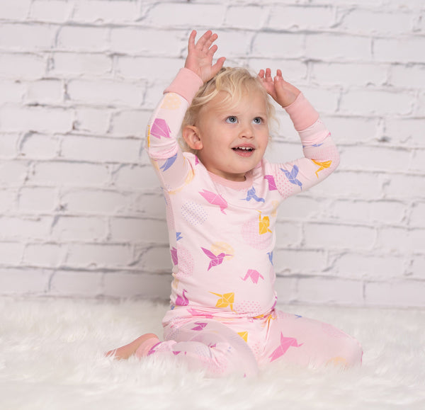 Bamboo Long Sleeve Pajama Set (Origami Print)