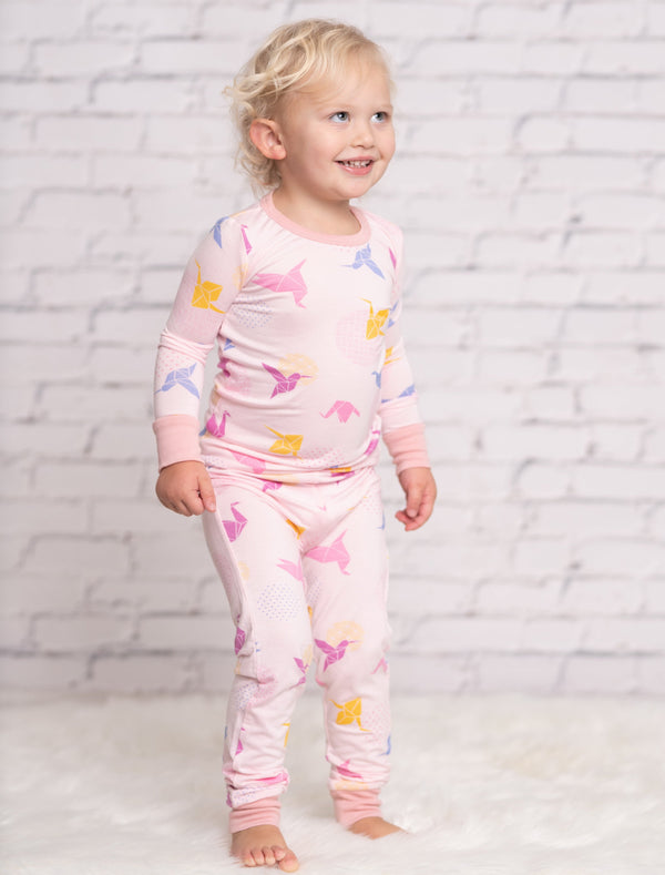 Bamboo Long Sleeve Pajama Set (Origami Print)