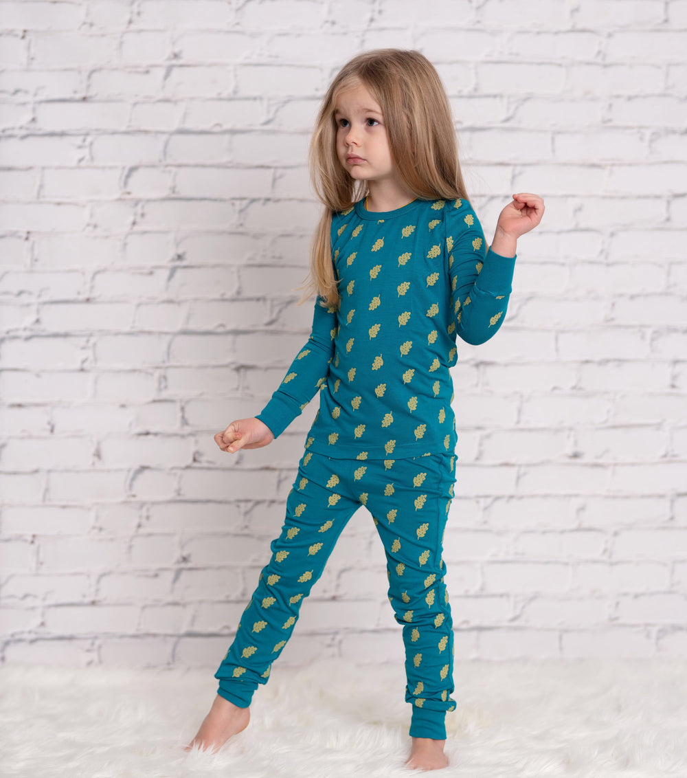 Bamboo Long Sleeve Pajama Set (Dotty Leaf Print)