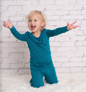 Bamboo Long Sleeve Pajama Set (Deep Ocean)