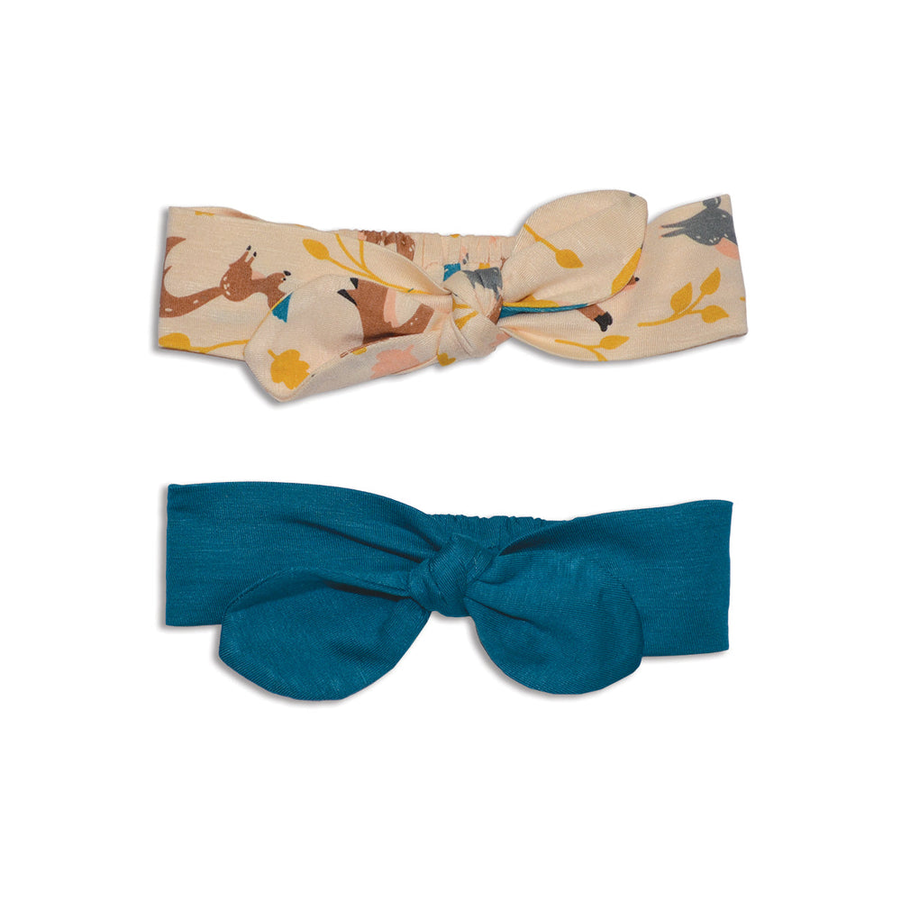 Bamboo Headbands 2 pack (Woodland Frolic Print/Deep Ocean)