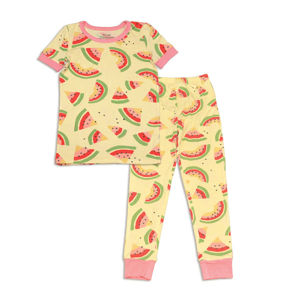 Bamboo Short Sleeve Pajama Set (Watermelon Rainbow Print)