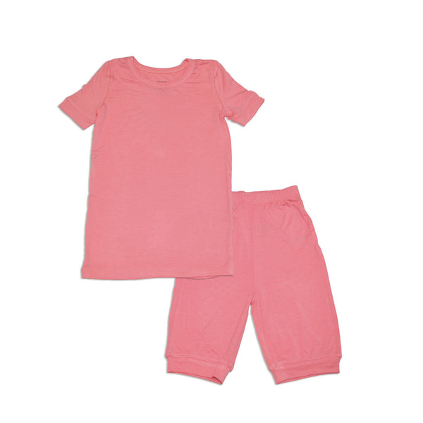 Bamboo Short Sleeve Top & Shorts Pajama Set (Pink Lemonade)