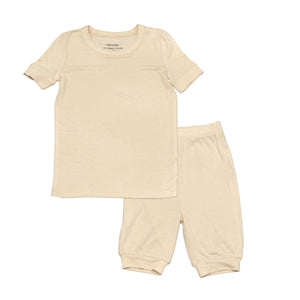 Bamboo Short Sleeve Top & Shorts Pajama Set (Soft Sand)