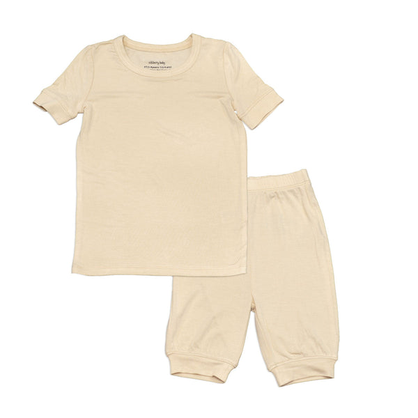 Bamboo Short Sleeve Top & Shorts Pajama Set (Soft Sand)