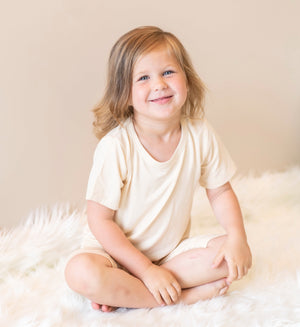 Bamboo Short Sleeve Top & Shorts Pajama Set (Soft Sand)