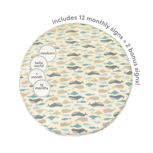 Bamboo Playmat & Monthly Sign Card Set (Whale of a Time Print)