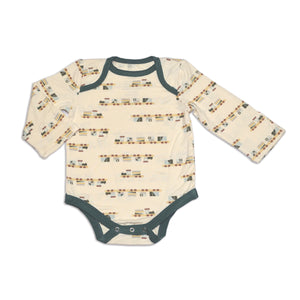 Bamboo Long Sleeve Onesie (All Aboard Print)